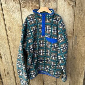 NEW Patagonia Pull Over Snap-T Geometric Fleece Jacket Youth XXL 16-18y